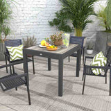 Outsunny Extending Garden Table, Outdoor Dining Table for 6, Aluminium Frame Rectangular Patio Table with Plastic Board Tabletop,80/160L x 80W x 75H cm, Grey