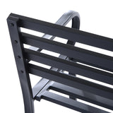 Outsunny Stylish 2 Seater Metal Garden Porch Chair Bench Stable Patio Outdoor Park Metal Bench - Black