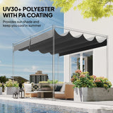 Outsunny Retractable Pergola Canopy Only, 3.92 x 3.5 m, UV30+ Replacement Canopy Cover for 4 x 3 m Pergola, Dark Grey