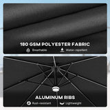 Outsunny 2.5m Cantilever Parasol with Solar Powered LED Lights, 360 Rotation, Tilt Adjustment, Crank Handle, Dark Grey