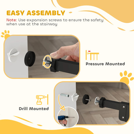 PawHut Adjustable Safety Gate w/ Two Extensions, Four Adjustable Screws, Black