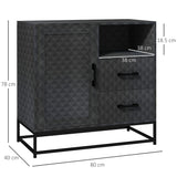 HOMCOM Sideboard with Adjustable Shelf, Freestanding Sideboard Storage Cabinet with Open Compartment and 2 Drawers, Black