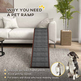 PawHut Pet Ramp for Dogs Cats  Non-Slip Carpet Top Platform - Brown & Grey