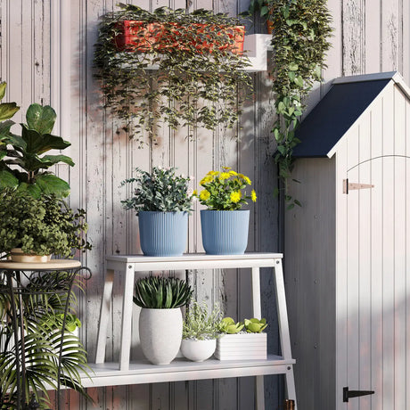 Outsunny Set of Two 22cm Planters - Blue