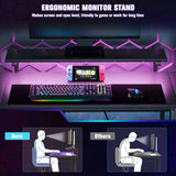 HOMCOM Reversible 'L' LED Light Gaming/Work Desk - Black