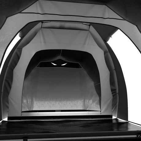 Outsunny Four-Man Tunnel Tent, with Two Bedrooms and Living Room - Grey/Yellow