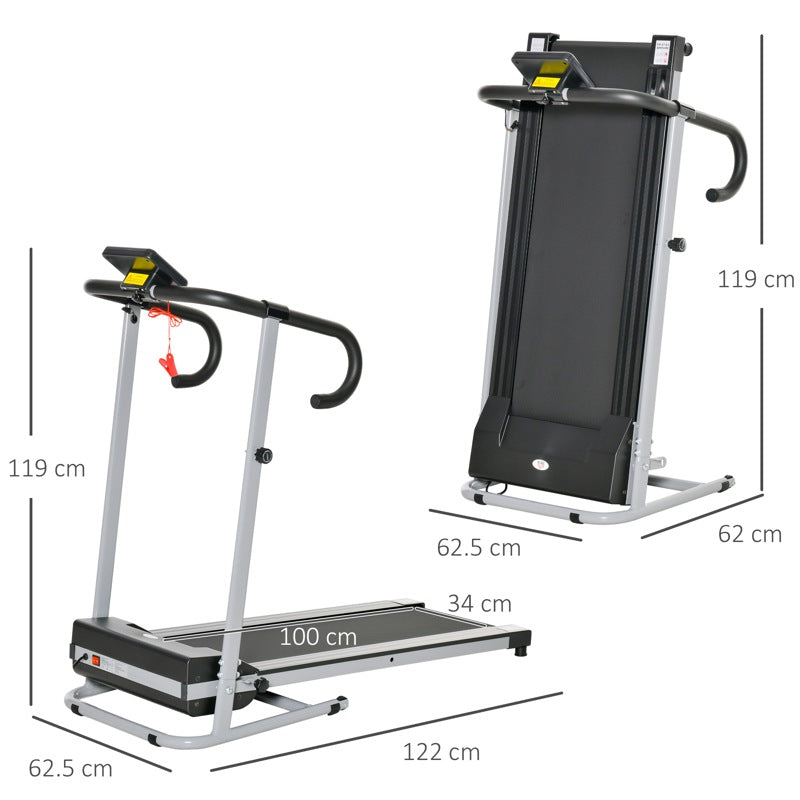 HOMCOM 1.25HP Motorised Electric Treadmill, 10km/h Folding Running Machine, Gym Fitness Exercise with LCD Monitor, Grey