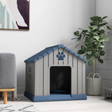 PawHut Dog Kennel Outdoor for Medium Dogs, Waterproof Plastic Dog House for Garden, Patio, 85 x 79 x 82 cm, Grey