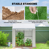 Outsunny Walk-in Greenhouse, Outdoor Tomato Greenhouse with Roll-up Door and Mesh Windows, PE Cover, 200 x 140 x 200cm, White