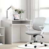 Vinsetto Home Office Chair and Computer Desk Set, Mesh Chair with Swivel Wheels, Study Desk with Storage Shelf, High Gloss White and Grey