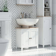 kleankin Under Sink Cabinet, Bathroom Sink Cabinet with 2 Doors, Pedestal Under Sink Design, Freestanding Bathroom Cupboard with Adjustable Shelf, White