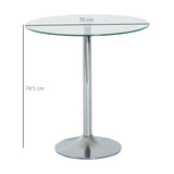 HOMCOM Round Dining Table, Modern Dining Room Table with Tempered Glass Top, Steel Base, Space Saving Small Bar Table