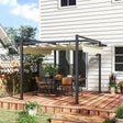 Outsunny 3 x 3m Aluminium Pergola, with Retractable Roof - Grey/Khaki