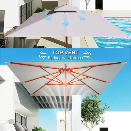 Outsunny 3 m Square Canopy Parasol - Grey