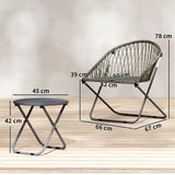 Outsunny Patio Bistro Set, Folding Patio Furniture Set with 2 Chairs and Table, Grey