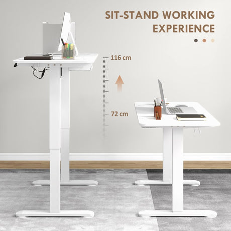 Vinsetto 72-116cm Adjustable Electric Standing Desk, 120 x 60cm Tabletop - White