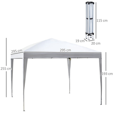 Outsunny 3 x 3M Garden Pop Up Gazebo Height Adjustable Marquee Party Tent Wedding Canopy with Carrying Bag, White