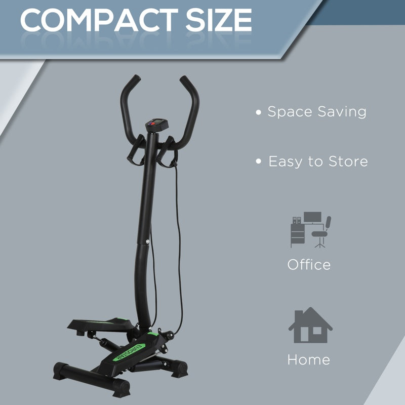 HOMCOM Twister Stepper, Step Machine w/ Resistance Bands, LCD Display and Handlebar, Steppers for Exercise Workout Home Gym Office