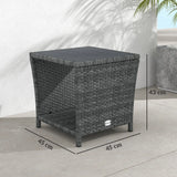 Outsunny Side Table 2-Tier Outdoor Coffee Table with Storage Shelf PS Wood Slat Top/Grey