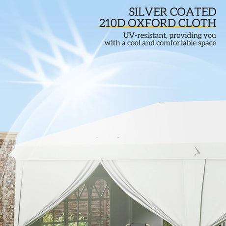 Outsunny 3 x 6 m Garden Pop Up Gazebo, Wedding Party Tent Marquee, Water Resistant Awning Canopy with Sidewalls, Windows, Carry Bag, White