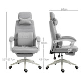 Vinsetto Office Chair, Ergonomic Desk Chair, High Back Fabric Work Chair with 160 Reclining Backrest, Retractable Footrest, Neck and Lumbar Pillow for Home and Study, Grey