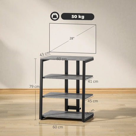 HOMCOM HiFi Stand, with Four Storage Shelves - Dark Grey