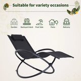 Outsunny Outdoor Orbital Lounger Zero Gravity Patio Chaise Foldable Rocking Chair w/ Pillow Black