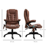 Vinsetto Massage Recliner Chair Heated Office Chair with Six Massage Points Microfiber Cloth 360 Swivel Wheels Brown