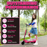 HOMCOM Foldable Electric Kids Scooter, Ride-on for Ages 7-14 Years, Pink