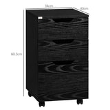 HOMCOM 3 Drawer Storage Cabinet with Wheels for Home Office, Black