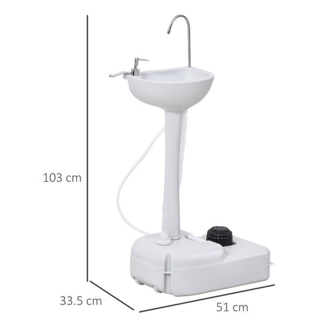 Outsunny Camping Portable Handwash Sink w/ Towel Holder & Soap Dispenser Rolling Wheels Outdoor Drainage Equipment