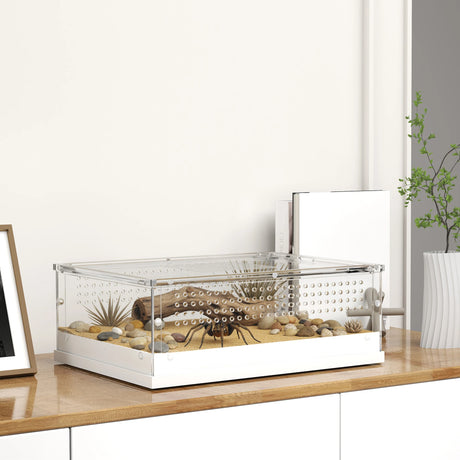 PawHut Acrylic Reptile Terrarium with Top Sliding Door, Vents,  for Snake, Frog, Spider, Gecko, Tarantula, 40 x 30 x 15 cm