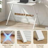 HOMCOM Compact Folding Desk for Small Spaces with Storage Shelf for Home Office, White