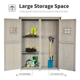 Outsunny Wooden Garden Shed with Two Windows, Tool Storage Cabinet, Outdoor Double Door Organizer 127.5L x 50W x 164H cm, Grey