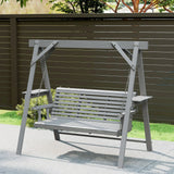Outsunny Three-Seater Wooden Swing Bench, Dark Grey