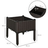 Outsunny 26L Garden Raised Bed Elevated Patio Flower Plant Planter Box PP Vegetables Planting Container, Brown