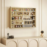 HOMCOM 5-Tier Wall Display Shelf Unit Cabinet w/ 4 Adjustable Shelves Glass Doors Home Office Ornaments 60x80cm Oak