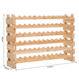 HOMCOM Six-Tier, 72 Bottle Wooden Wine Rack - Natural