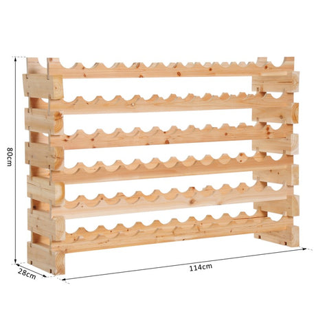 HOMCOM Six-Tier, 72 Bottle Wooden Wine Rack - Natural