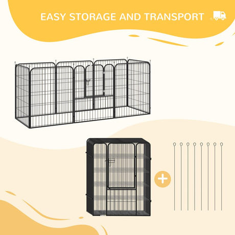 PawHut 8 Panels Heavy Duty Puppy Playpen, for Large, Medium Dogs, Indoor and Outdoor Use - Black