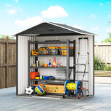 Outsunny 6.5x3.5ft Metal Garden Storage Shed for Outdoor Tool Storage with Double Sliding Doors and 4 Vents, Dark Grey
