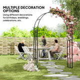 Outsunny Steel Garden Arch, 2.2m High x 1.5m Wide Metal Garden Trellis for Climbing Plants Roses Wisteria Vines, Outdoor Wedding Arch for Bridal Party Ceremony Decoration, Black