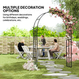Outsunny Steel Garden Arch, 2.2m High x 1.5m Wide Metal Garden Trellis for Climbing Plants Roses Wisteria Vines, Outdoor Wedding Arch for Bridal Party Ceremony Decoration, Black