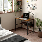 HOMCOM 2-Tier Computer Desk, 100 x 60 cm, Rustic Brown