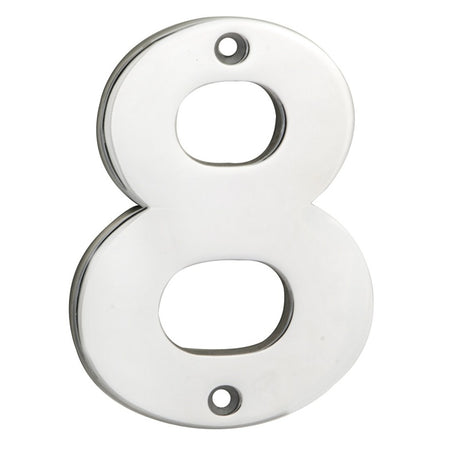 100 X 72 X 5MM - NUMBER 8 - FACE FIX _x005F
 - BRIGHT STAINLESS STEEL - EACH