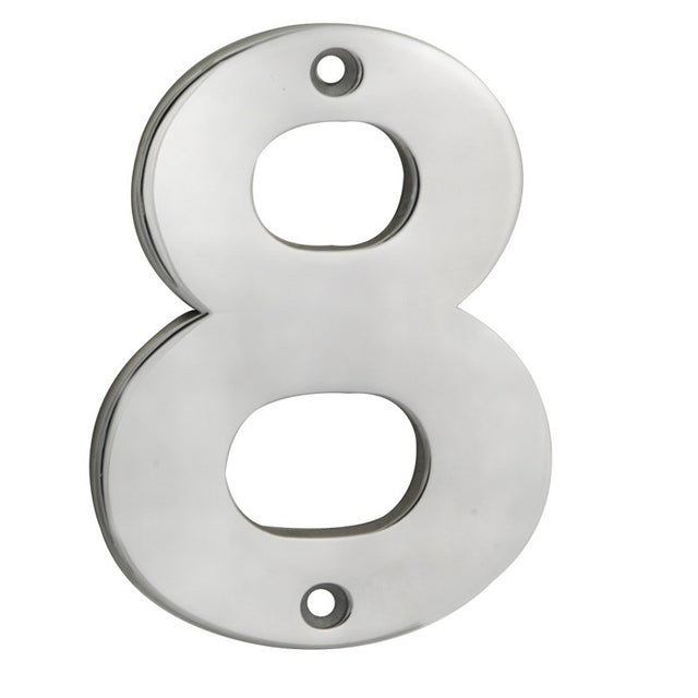 100 X 72 X 5MM - NUMBER 8 - FACE FIX _x005F
 - SATIN STAINLESS STEEL - EACH