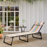 Outsunny Folding Sun Lounger Beach Chaise Chair Garden Reclining Cot Camping Recliner with 4 Position Adjustable Multicolored