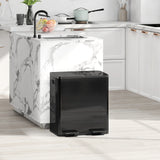 HOMCOM 40L Dual Compartment Stainless Steel Bin, with Deodoriser Holders - Glossy Black