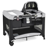 5-in-1 Portable Baby Bed with Travel Cot &amp; Cradle &amp; Playpen &amp; Changing Table Black + Gray
