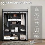 HOMCOM Fabric Wardrobe, with Rails and Shelves - Light Grey